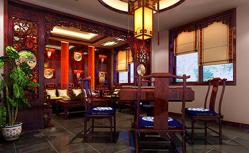加茂镇古典中式风格茶楼包间设计装修效果图